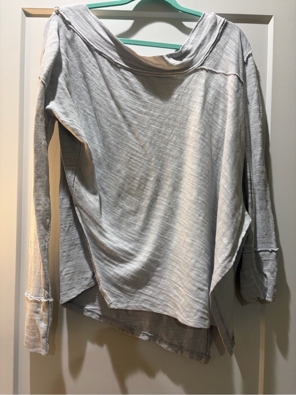 We The Free light blue-gray draped long sleeve top
